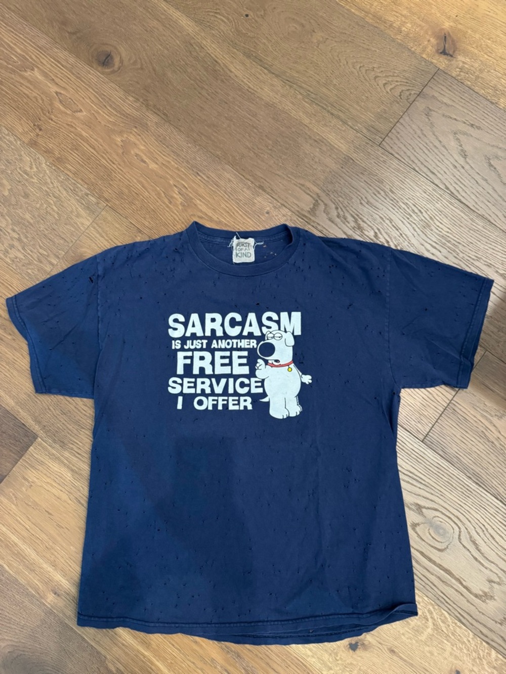 Navy Graphic Short Sleeve Tee with 'Sarcasm' Slogan